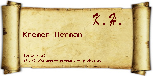 Kremer Herman névjegykártya